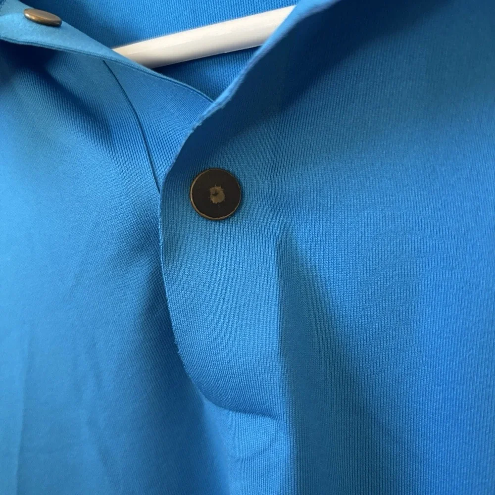 Nike Tiger Woods Dri Fit Short Sleeve Snap Polo Shirt‎ Blue Men's Size L